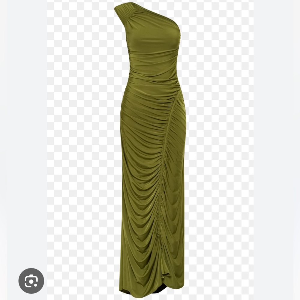 Meshki Olive Green One-Shoulder Maxi Dress